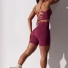 High Waist Super Sculpt Biker Shorts in Plum