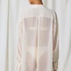 Hiva Pearl-Detail Oversized Shirt in Pearl White
