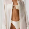 Hiva Pearl-Detail Oversized Shirt in Pearl White