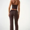 Hollis Mid-Rise Straight-Leg Trousers in Chocolate Brown