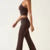 Hollis Mid-Rise Straight-Leg Trousers in Chocolate Brown