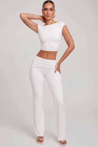 Hollis Mid-Rise Straight Leg Trousers in White