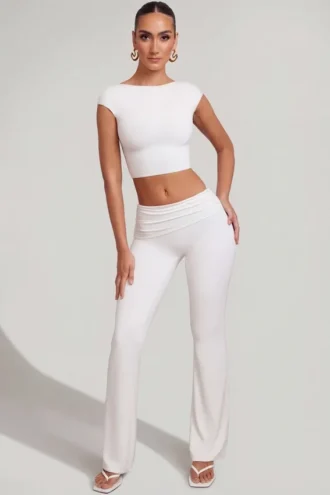 Hollis Mid-Rise Straight Leg Trousers in White