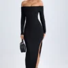 Honora Modal Off-Shoulder Open-Back Maxi Dress in Black