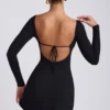 Hope Modal Square Neck Long Sleeve Mini Dress in Black