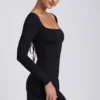 Hope Modal Square Neck Long Sleeve Mini Dress in Black