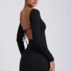 Hope Modal Square Neck Long Sleeve Mini Dress in Black