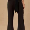 Hydra Tie-Front Wide-Leg Trousers in Black