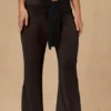 Hydra Tie-Front Wide-Leg Trousers in Black