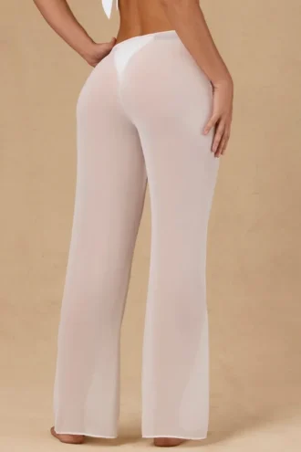 Hydra Tie-Front Wide-Leg Trousers in White