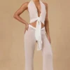 Hydra Tie-Front Wide-Leg Trousers in White