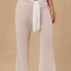 Hydra Tie-Front Wide-Leg Trousers in White