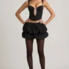 Imani Layered Bubble Hem Mid-Rise Mini Skirt in Black