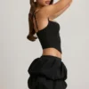 Imani Layered Bubble Hem Mid-Rise Mini Skirt in Black