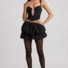 Imani Layered Bubble Hem Mid-Rise Mini Skirt in Black