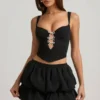 Imani Layered Bubble Hem Mid-Rise Mini Skirt in Black