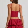 Imani Layered Bubble Hem Mid-Rise Mini Skirt in True Red