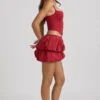 Imani Layered Bubble Hem Mid-Rise Mini Skirt in True Red
