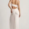 Imara Textured Jersey Asymmetric Maxi Dress in White