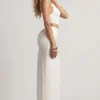 Imara Textured Jersey Asymmetric Maxi Dress in White