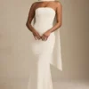 Imogene Scarf-Detail Strapless Gown in Ivory