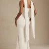 Imogene Scarf-Detail Strapless Gown in Ivory