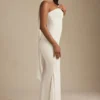 Imogene Scarf-Detail Strapless Gown in Ivory