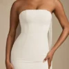 Imogene Scarf-Detail Strapless Gown in Ivory