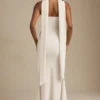 Imogene Scarf-Detail Strapless Gown in Ivory