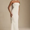 Imogene Scarf-Detail Strapless Gown in Ivory