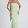 Imogene Scarf-Detail Strapless Gown in Spring Green