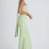 Imogene Scarf-Detail Strapless Gown in Spring Green