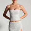 Inina Embellished Micro Mini Skirt in White