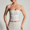 Inina Embellished Micro Mini Skirt in White