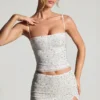 Inina Embellished Micro Mini Skirt in White