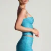 Inina Embellished Mid-Rise Micro Mini Skirt in Aqua Blue