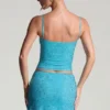 Inina Embellished Mid-Rise Micro Mini Skirt in Aqua Blue