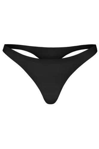 Intimates Seamless Knit Thong in Black
