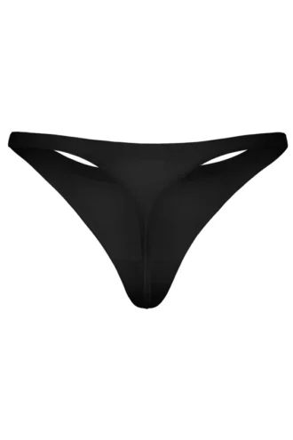 Intimates Seamless Knit Thong in Black