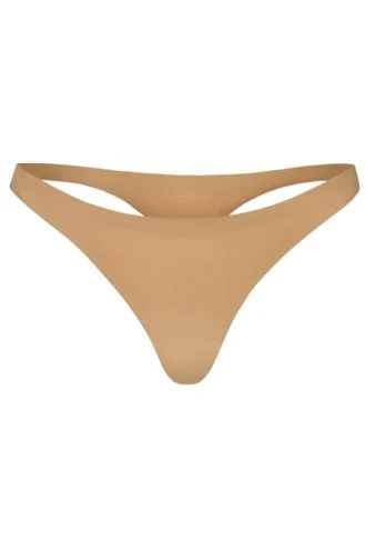 Intimates Seamless Knit Thong in Caramel