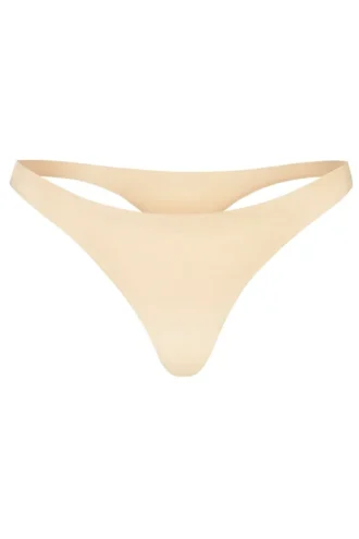 Intimates Seamless Knit Thong in Warm Peach