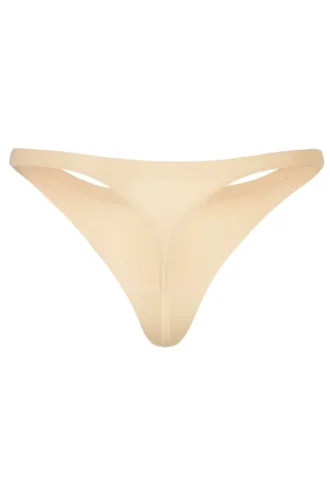 Intimates Seamless Knit Thong in Warm Peach