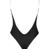 Intimates Soft Mesh Invisible Strap Thong Bodysuit in Black