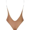 Intimates Soft Mesh Invisible Strap Thong Bodysuit in Honey