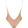 Intimates Soft Mesh Invisible Strap Thong Bodysuit in Warm Peach