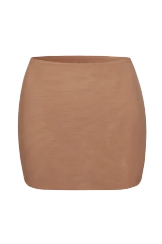Intimates Soft Mesh Low-Rise Micro Mini Slip Skirt in Honey