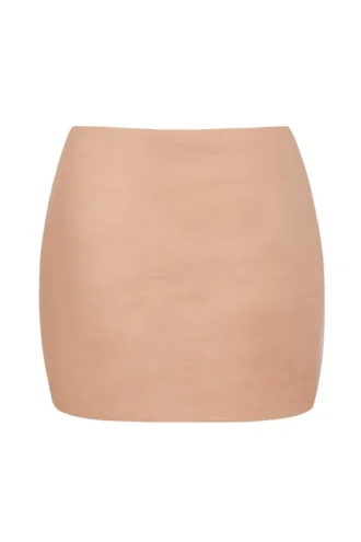 Intimates Soft Mesh Low-Rise Micro Mini Slip Skirt in Warm Peach