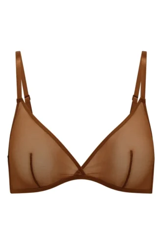 Intimates Soft Mesh Single Layer Triangle Bra in Chestnut