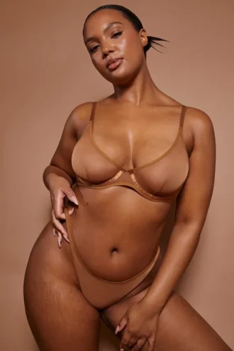 Intimates Soft Mesh Single Layer Underwired Bra in Almond