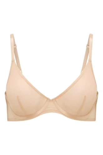 Intimates Soft Mesh Single Layer Underwired Bra in Beige